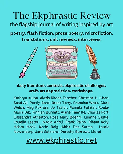 Screenshot of The Ekphrastic Review's flyer for the December 2023 eLitPak Newsletter