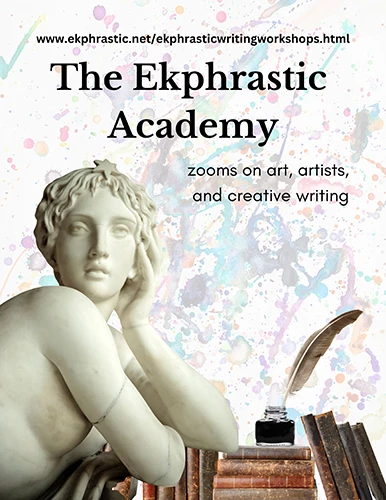 image of The Ekphrastic Review's flyer for The Ekphrastic Academy Zoom workshops